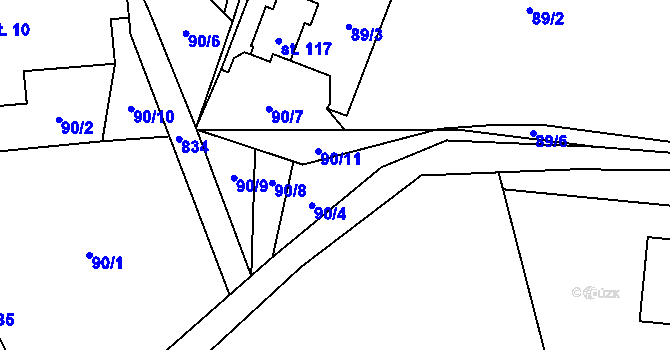 Parcela st. 90/4 v KÚ Chvojnov, Katastrální mapa