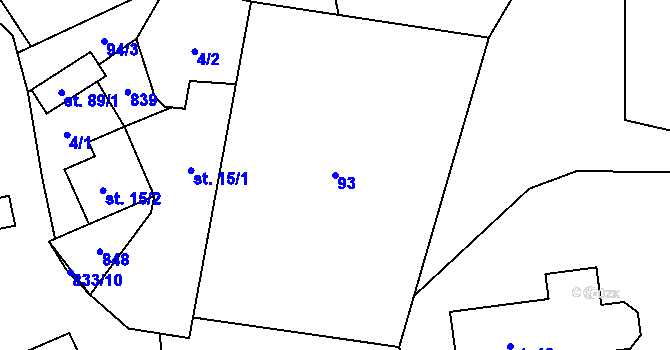 Parcela st. 93 v KÚ Chvojnov, Katastrální mapa