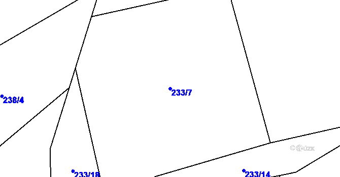 Parcela st. 233/7 v KÚ Chvojnov, Katastrální mapa