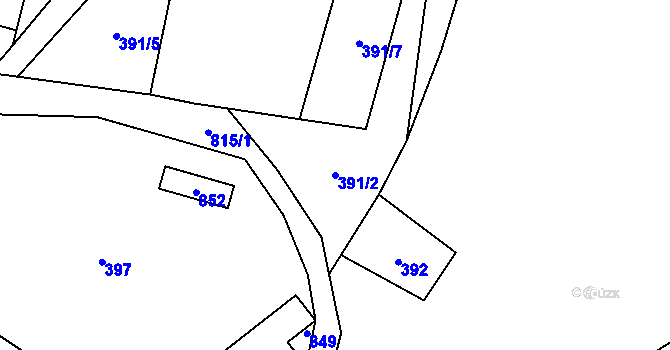 Parcela st. 391/2 v KÚ Chvojnov, Katastrální mapa