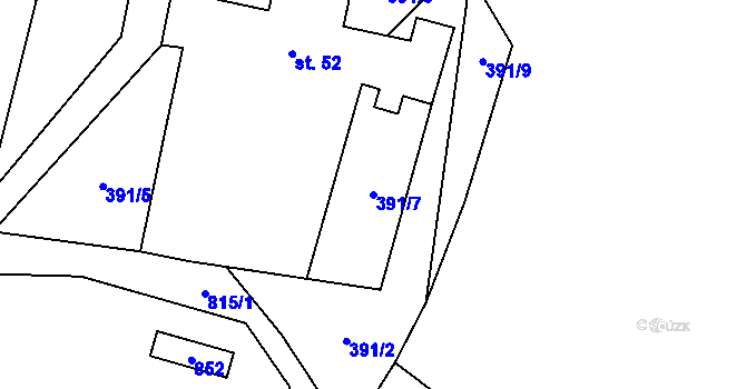 Parcela st. 391/7 v KÚ Chvojnov, Katastrální mapa