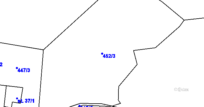 Parcela st. 452/3 v KÚ Chvojnov, Katastrální mapa