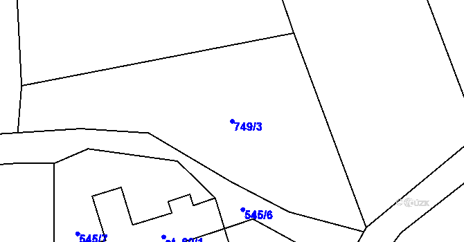 Parcela st. 749/3 v KÚ Chvojnov, Katastrální mapa