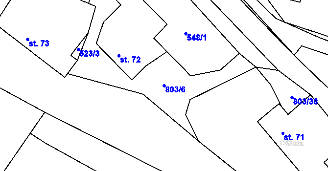Parcela st. 803/6 v KÚ Chvojnov, Katastrální mapa