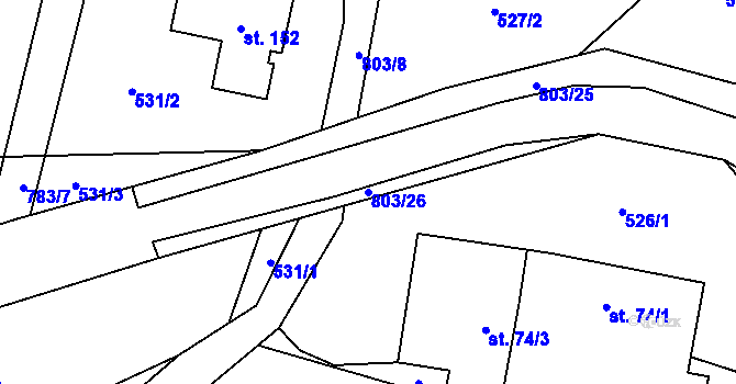 Parcela st. 803/26 v KÚ Chvojnov, Katastrální mapa