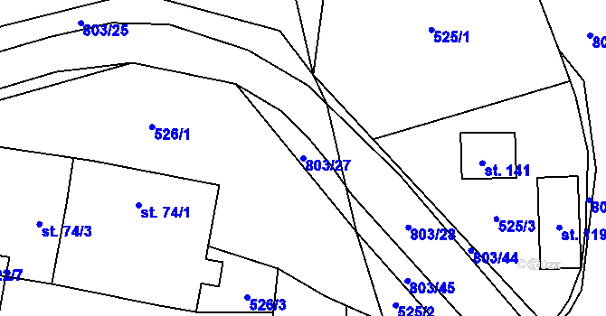 Parcela st. 803/27 v KÚ Chvojnov, Katastrální mapa