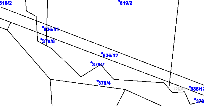 Parcela st. 836/12 v KÚ Chvojnov, Katastrální mapa