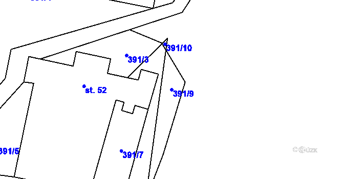 Parcela st. 391/9 v KÚ Chvojnov, Katastrální mapa