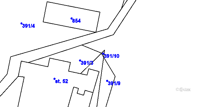 Parcela st. 391/10 v KÚ Chvojnov, Katastrální mapa