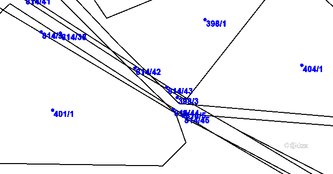 Parcela st. 814/43 v KÚ Chvojnov, Katastrální mapa