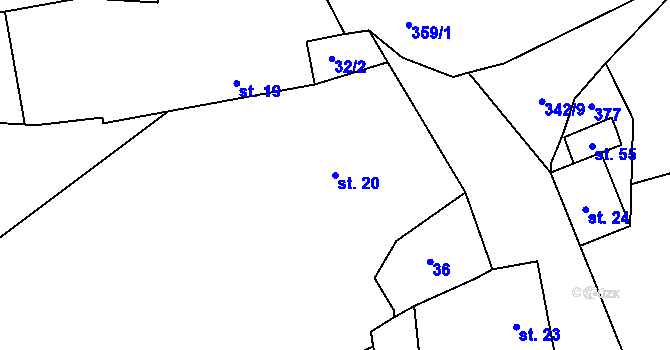 Parcela st. 20 v KÚ Dolany u Chyjic, Katastrální mapa