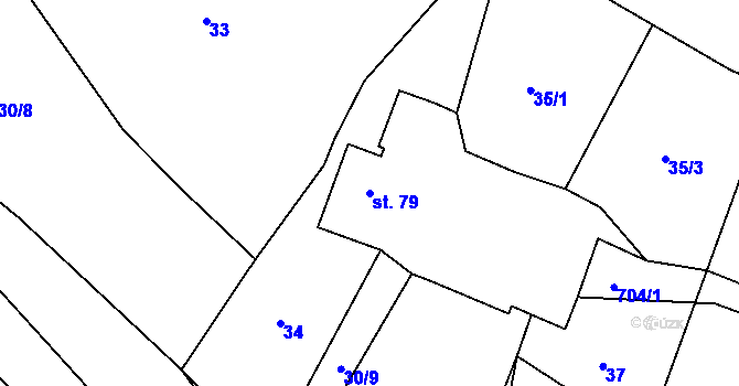 Parcela st. 79 v KÚ Chyjice, Katastrální mapa