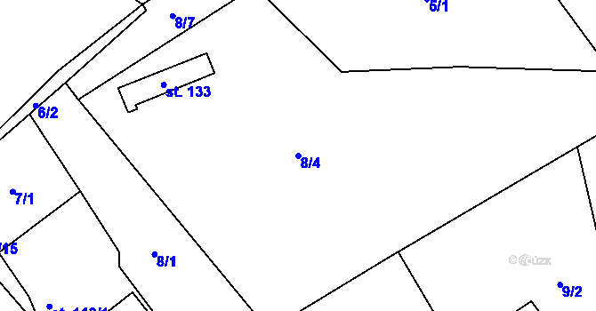 Parcela st. 8/4 v KÚ Chyjice, Katastrální mapa
