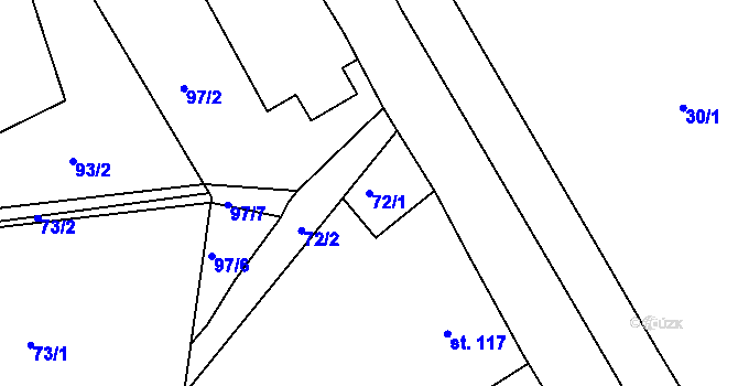 Parcela st. 72/1 v KÚ Chyjice, Katastrální mapa