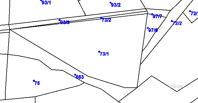 Parcela st. 73/1 v KÚ Chyjice, Katastrální mapa