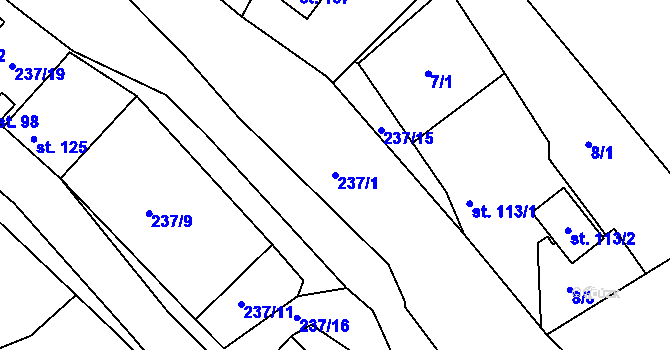 Parcela st. 237/1 v KÚ Chyjice, Katastrální mapa