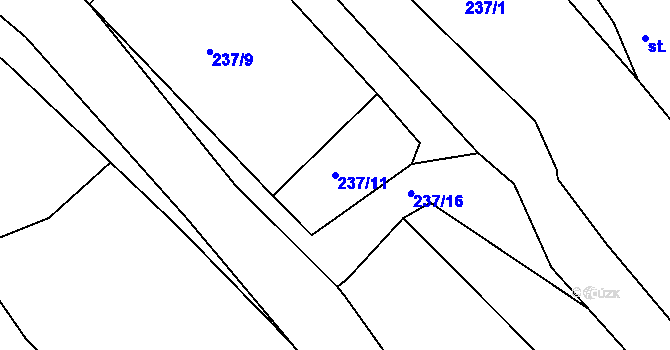 Parcela st. 237/11 v KÚ Chyjice, Katastrální mapa