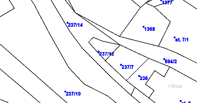 Parcela st. 237/12 v KÚ Chyjice, Katastrální mapa