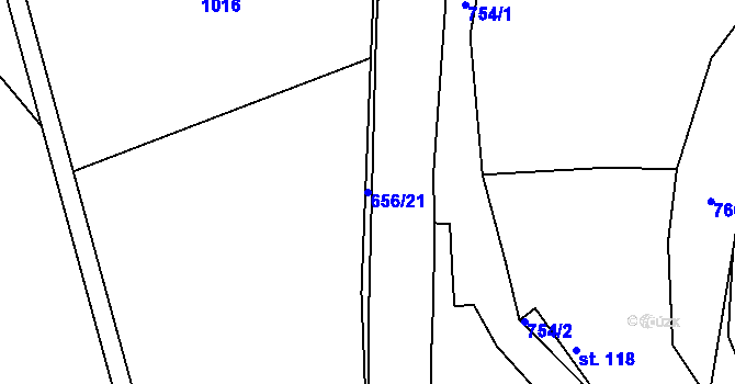 Parcela st. 656/21 v KÚ Chyjice, Katastrální mapa