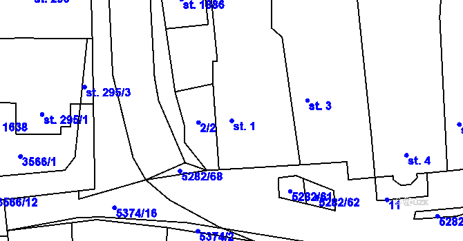 Parcela st. 1 v KÚ Chyňava, Katastrální mapa