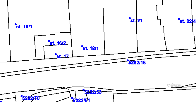 Parcela st. 18/2 v KÚ Chyňava, Katastrální mapa