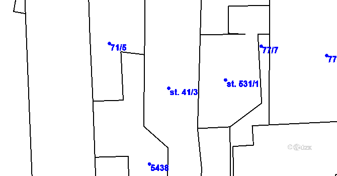 Parcela st. 41/3 v KÚ Chyňava, Katastrální mapa