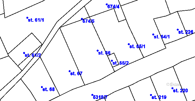 Parcela st. 66 v KÚ Chyňava, Katastrální mapa