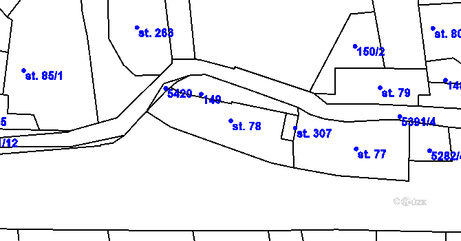 Parcela st. 78 v KÚ Chyňava, Katastrální mapa