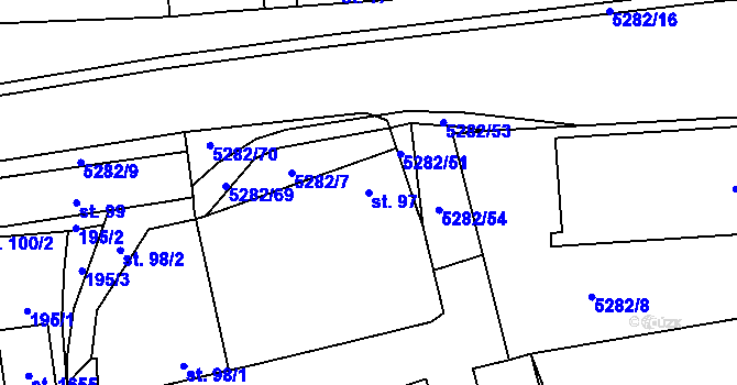 Parcela st. 97 v KÚ Chyňava, Katastrální mapa