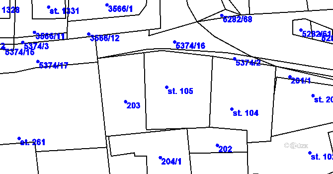 Parcela st. 105 v KÚ Chyňava, Katastrální mapa