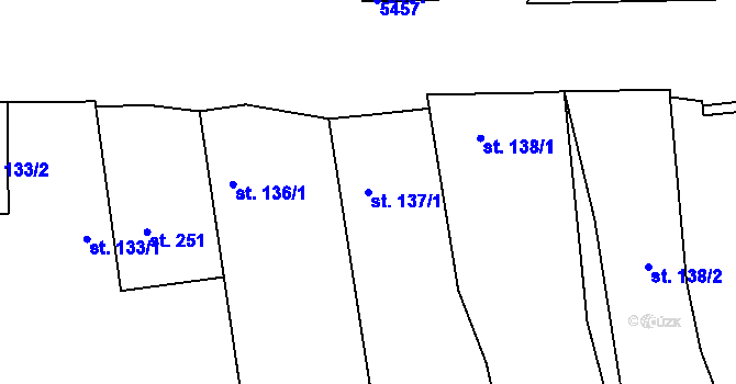Parcela st. 137/1 v KÚ Chyňava, Katastrální mapa