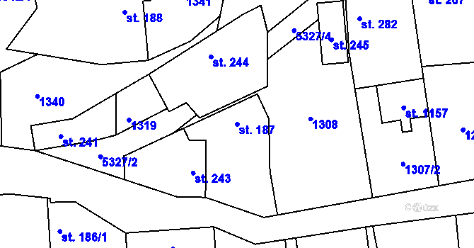 Parcela st. 187 v KÚ Chyňava, Katastrální mapa