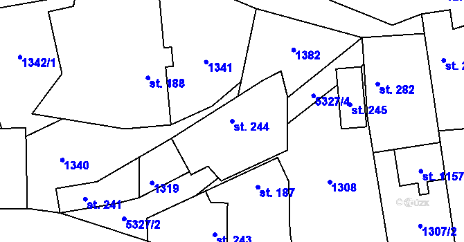 Parcela st. 244 v KÚ Chyňava, Katastrální mapa