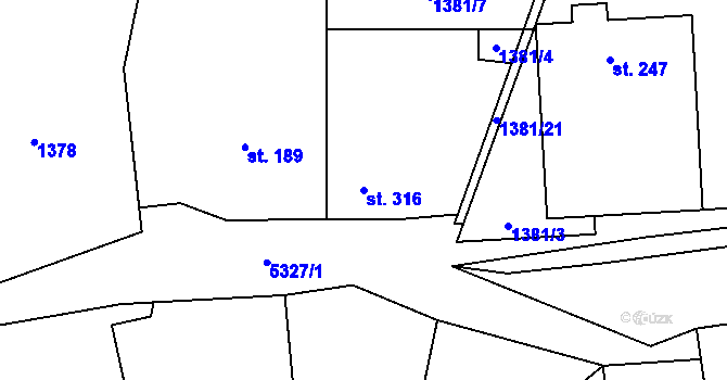 Parcela st. 316 v KÚ Chyňava, Katastrální mapa