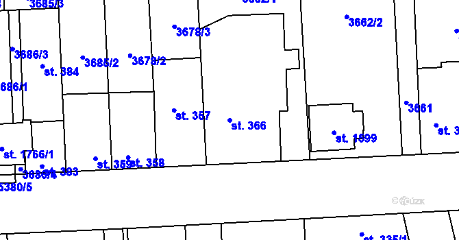 Parcela st. 366 v KÚ Chyňava, Katastrální mapa