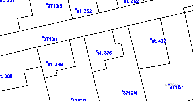 Parcela st. 376 v KÚ Chyňava, Katastrální mapa