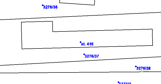 Parcela st. 416 v KÚ Chyňava, Katastrální mapa