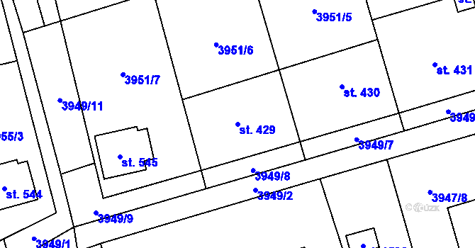 Parcela st. 429 v KÚ Chyňava, Katastrální mapa