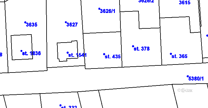 Parcela st. 435 v KÚ Chyňava, Katastrální mapa