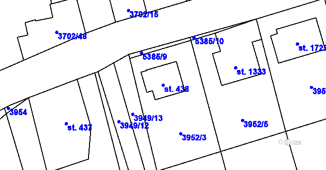 Parcela st. 438 v KÚ Chyňava, Katastrální mapa