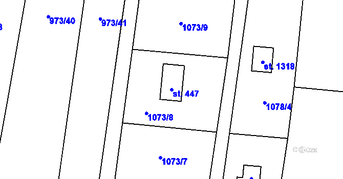 Parcela st. 447 v KÚ Chyňava, Katastrální mapa
