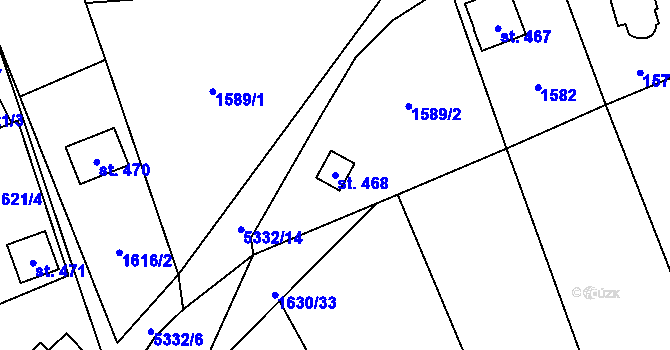 Parcela st. 468 v KÚ Chyňava, Katastrální mapa