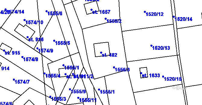 Parcela st. 482 v KÚ Chyňava, Katastrální mapa