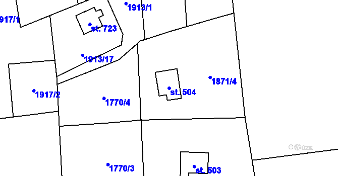 Parcela st. 504 v KÚ Chyňava, Katastrální mapa