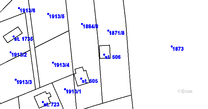 Parcela st. 506 v KÚ Chyňava, Katastrální mapa