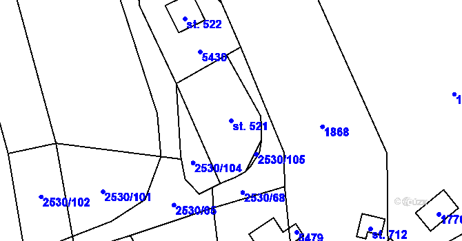 Parcela st. 521 v KÚ Chyňava, Katastrální mapa
