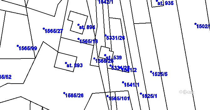 Parcela st. 539 v KÚ Chyňava, Katastrální mapa