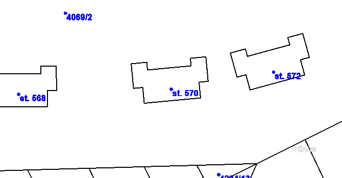 Parcela st. 570 v KÚ Chyňava, Katastrální mapa