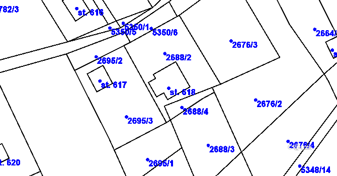 Parcela st. 618 v KÚ Chyňava, Katastrální mapa