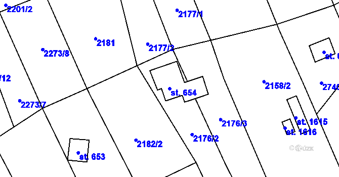 Parcela st. 654 v KÚ Chyňava, Katastrální mapa